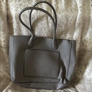 a new day Gray Pebbled Tote with Front Slip Pocket